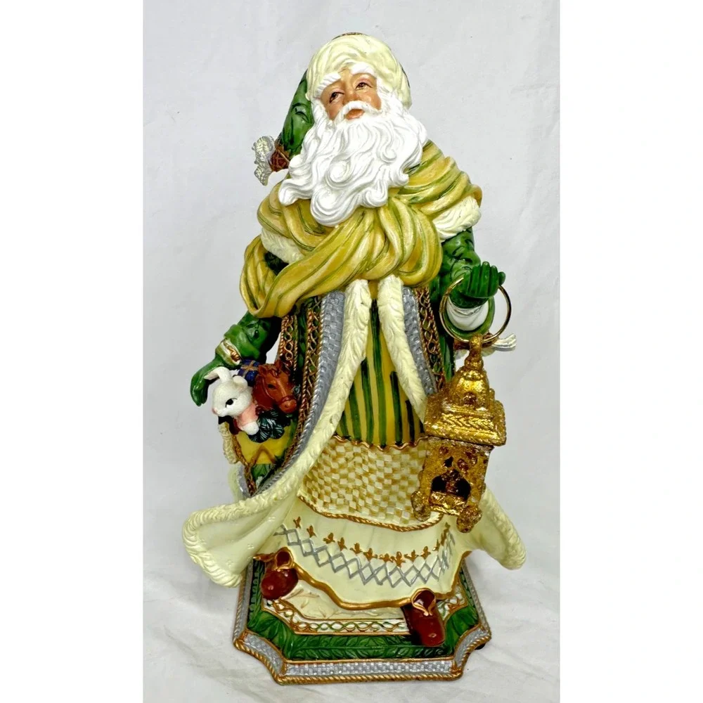 Fitz & Floyd Silent Night Musical Christmas Santa Ceramic Figure Lantern Animals